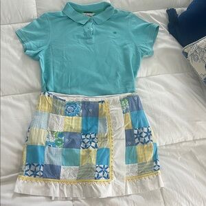 Lilly Pulitzer 12 Patchwork Blue and Yellow Skort
Free Lilly top